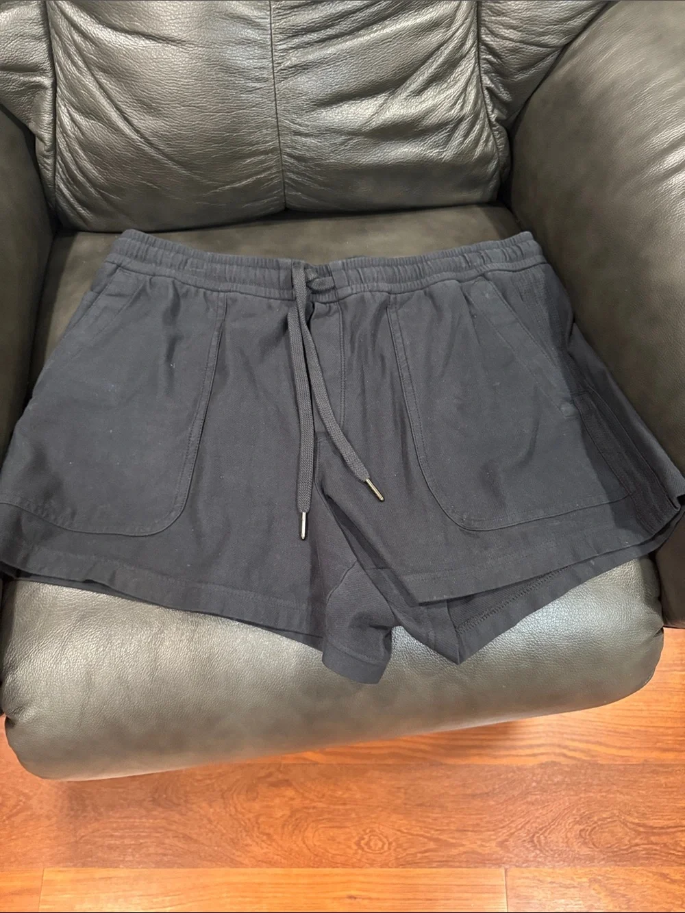 Athleta Black Layered Drawstring Athletic Shorts